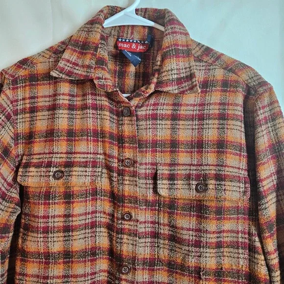 Mac & Jac Womens Plaid Flannel Shirt Long Sleeve Button Up Fall‎ Winter Casual - Picture 2 of 5